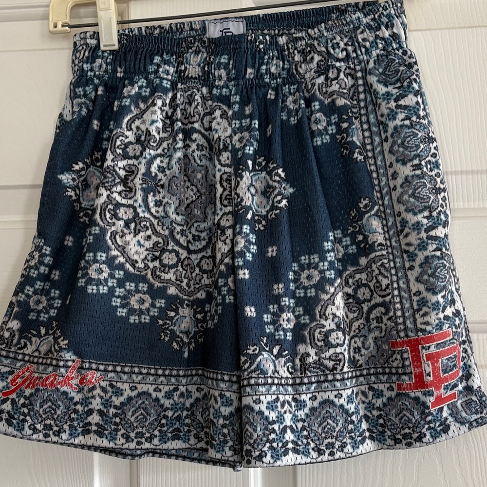 Inaka Power Blue and Gray Patterned Shorts